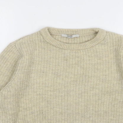 George Womens Beige Round Neck Acrylic Pullover Jumper Size 8