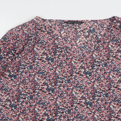 Shein Womens Pink Animal Print Polyester Basic Blouse Size 16 Round Neck