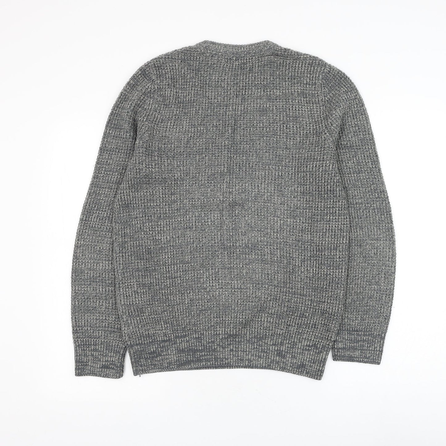 New Look Mens Grey Round Neck Acrylic Pullover Jumper Size S