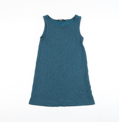 George Girls Blue Viscose Tank Dress Size 5-6 Years Boat Neck Pullover