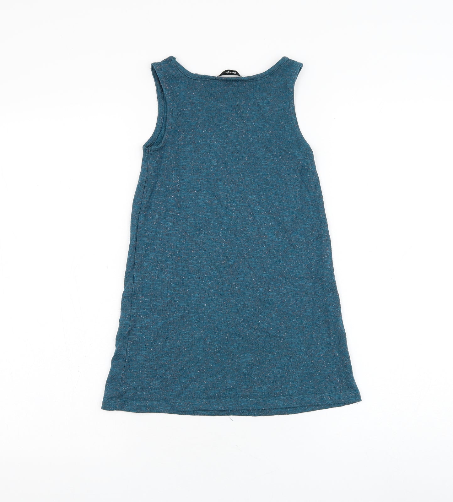 George Girls Blue Viscose Tank Dress Size 5-6 Years Boat Neck Pullover