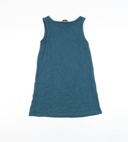 George Girls Blue Viscose Tank Dress Size 5-6 Years Boat Neck Pullover