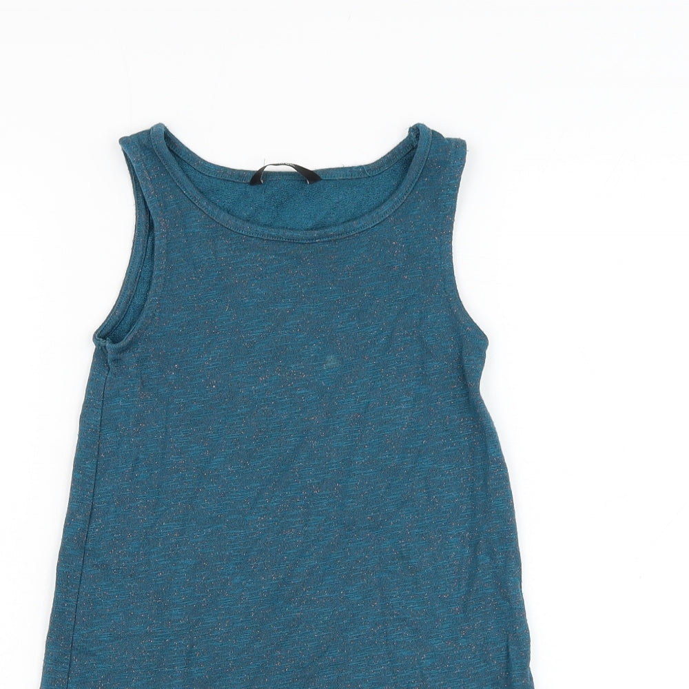 George Girls Blue Viscose Tank Dress Size 5-6 Years Boat Neck Pullover