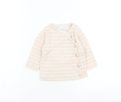 Mint Velvet Girls Beige Striped Nylon Cardigan Jumper Size 3-6 Months Button
