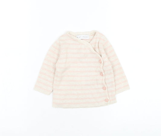 Mint Velvet Girls Beige Striped Nylon Cardigan Jumper Size 3-6 Months Button