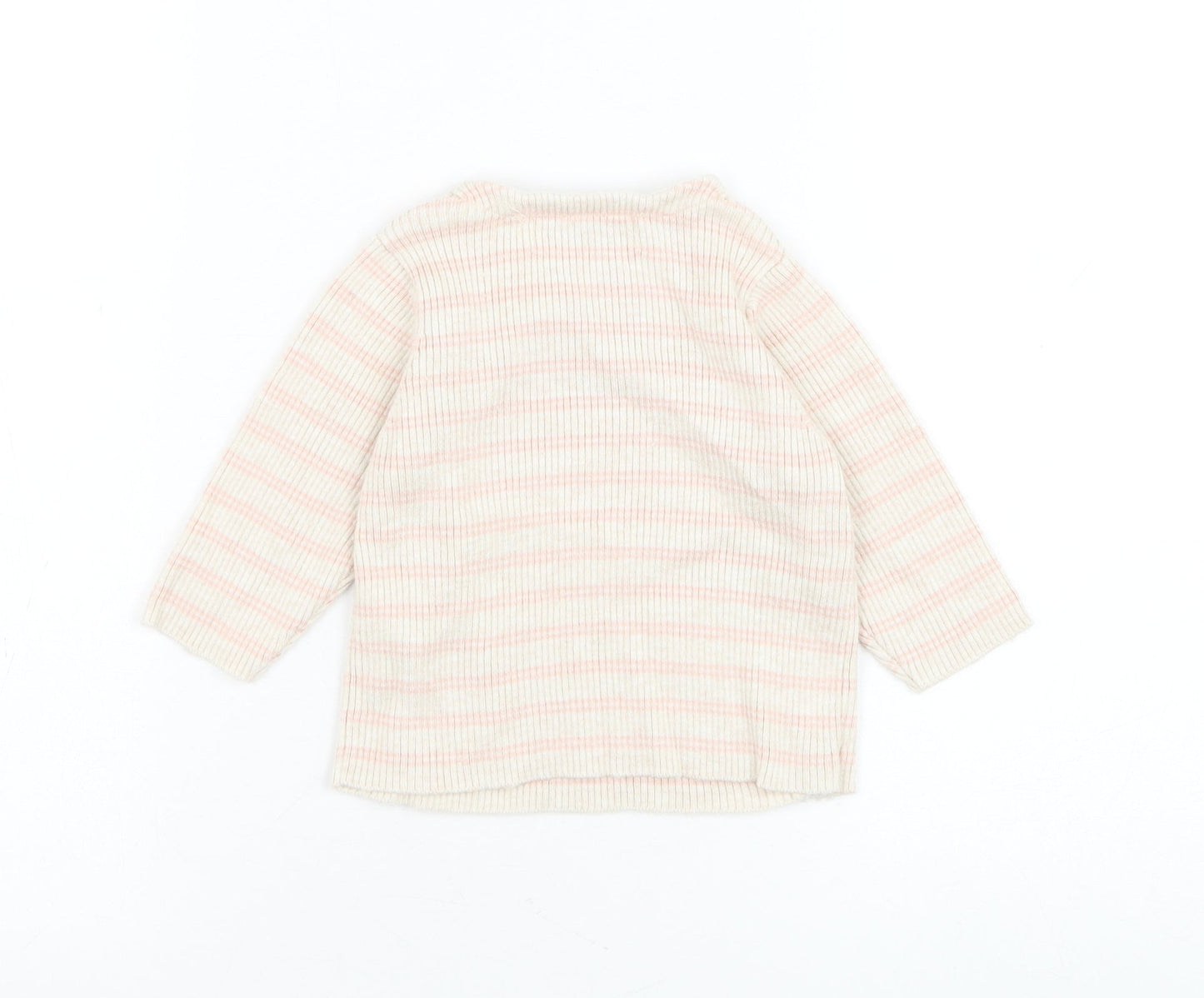 Mint Velvet Girls Beige Striped Nylon Cardigan Jumper Size 3-6 Months Button