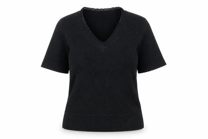 Marks and Spencer Womens Black V-Neck Polyester Pullover Jumper Size 14