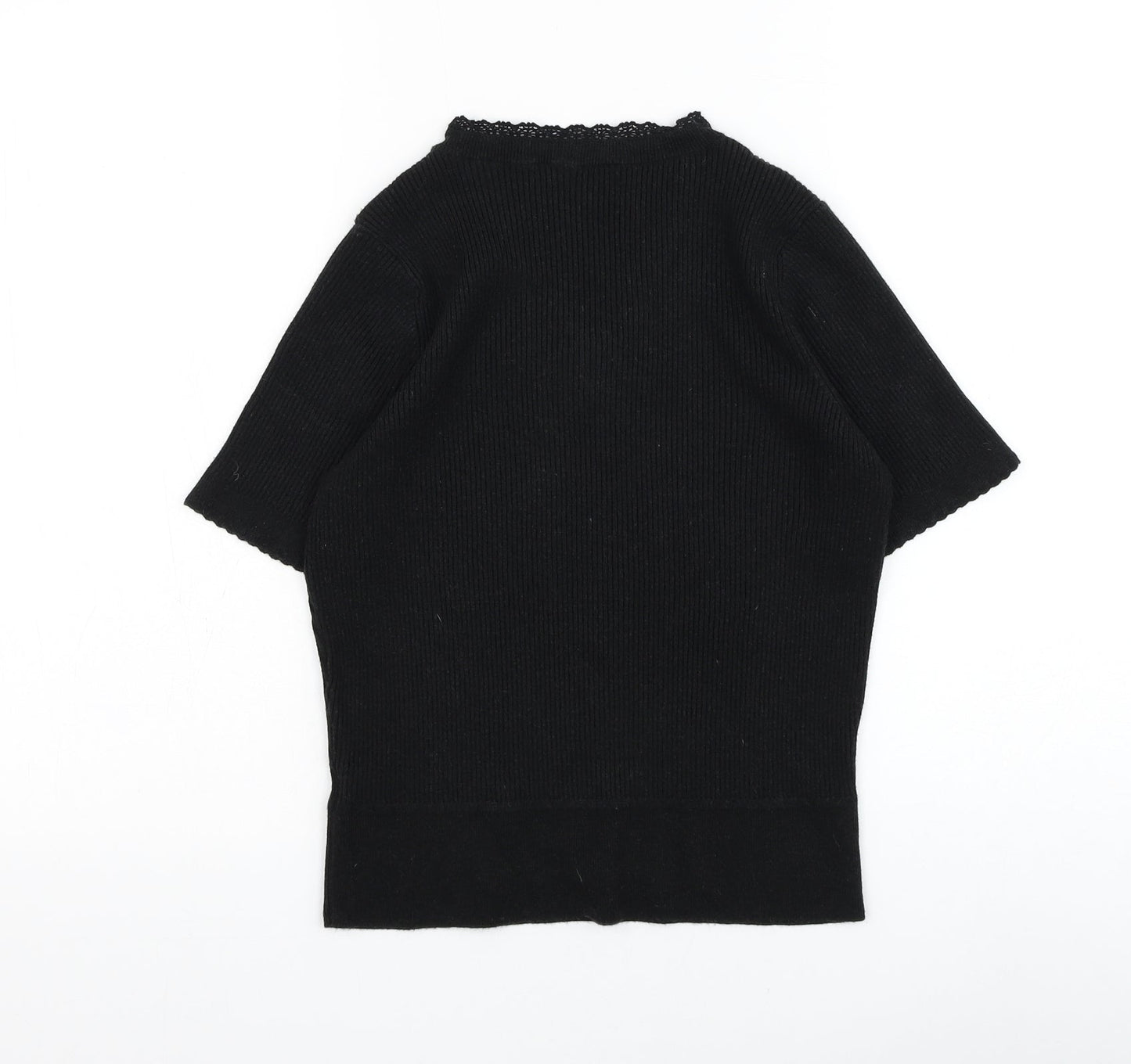 Marks and Spencer Womens Black V-Neck Polyester Pullover Jumper Size 14