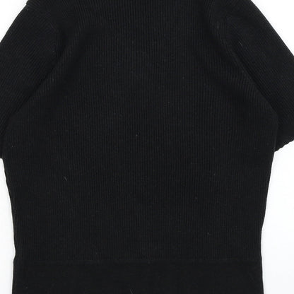 Marks and Spencer Womens Black V-Neck Polyester Pullover Jumper Size 14