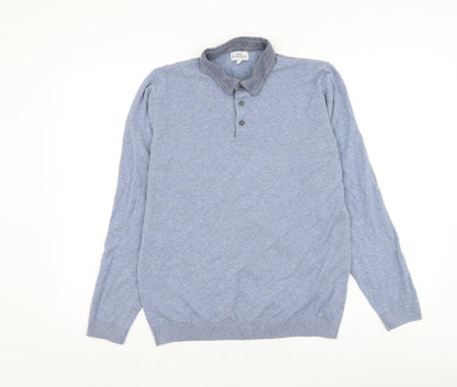 NEXT Mens Blue Collared Cotton Pullover Jumper Size M