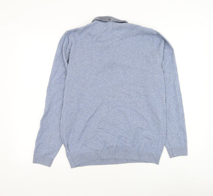 NEXT Mens Blue Collared Cotton Pullover Jumper Size M