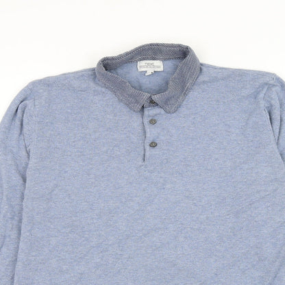 NEXT Mens Blue Collared Cotton Pullover Jumper Size M