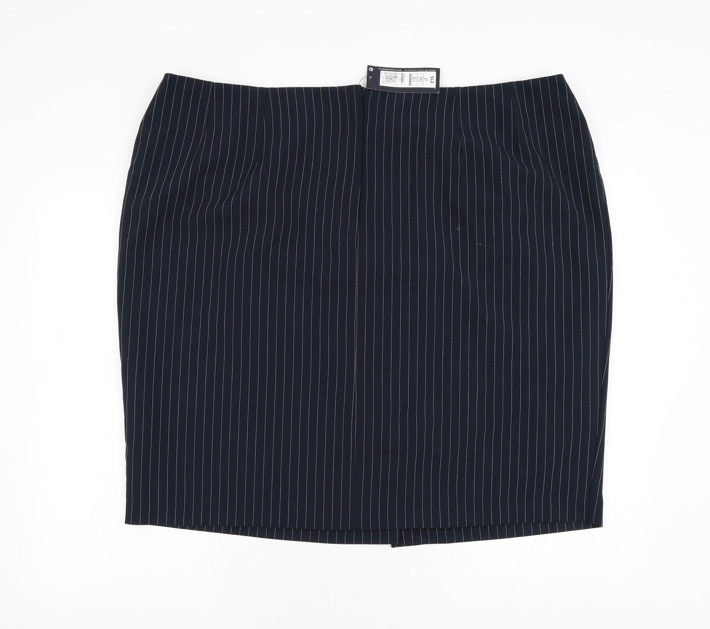 Marks and Spencer Womens Blue Striped Polyester A-Line Skirt Size 24 Zip
