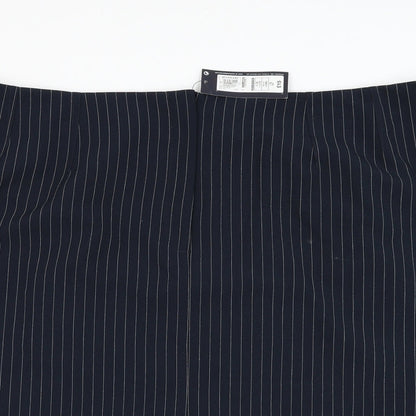 Marks and Spencer Womens Blue Striped Polyester A-Line Skirt Size 24 Zip