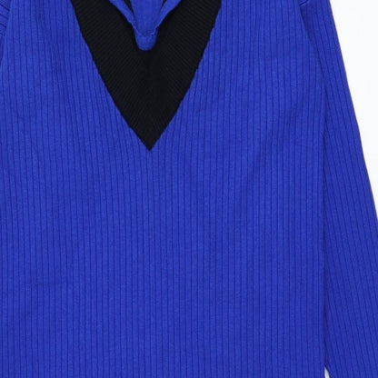 Select Womens Blue Viscose Jumper Dress Size S Collared Pullover