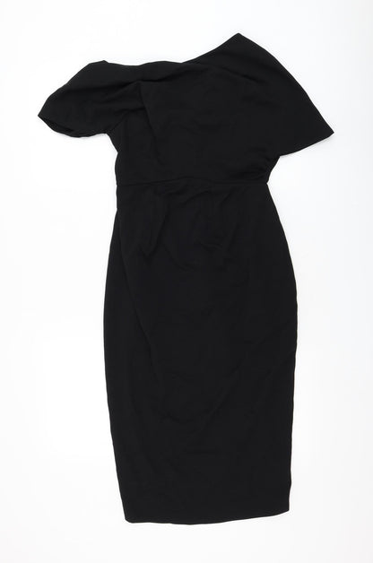 ASOS Womens Black Polyester Pencil Dress Size 8 Round Neck Zip