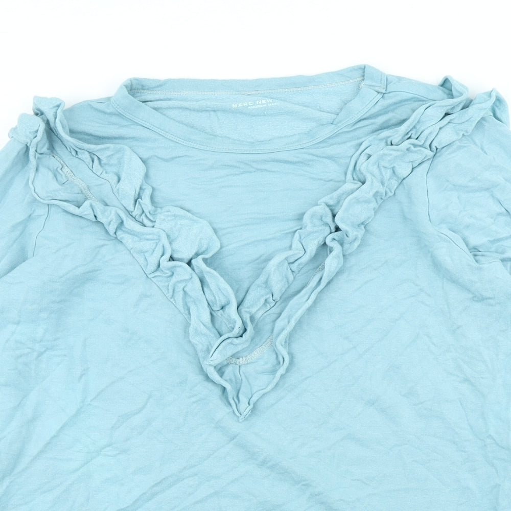 Marc New York Womens Blue Viscose Basic T-Shirt Size M Scoop Neck