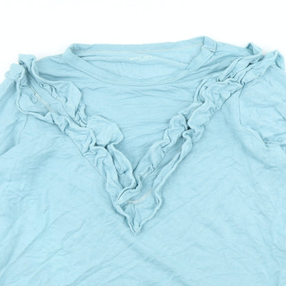 Marc New York Womens Blue Viscose Basic T-Shirt Size M Scoop Neck