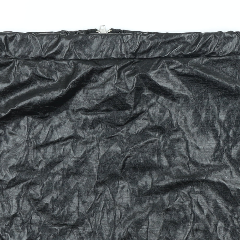 PRETTYLITTLETHING Womens Black Polyester Straight & Pencil Skirt Size 10 Zip