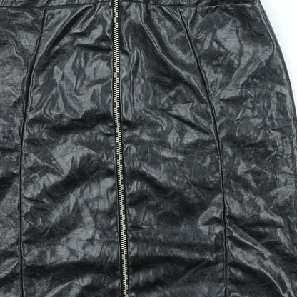 PRETTYLITTLETHING Womens Black Polyester Straight & Pencil Skirt Size 10 Zip