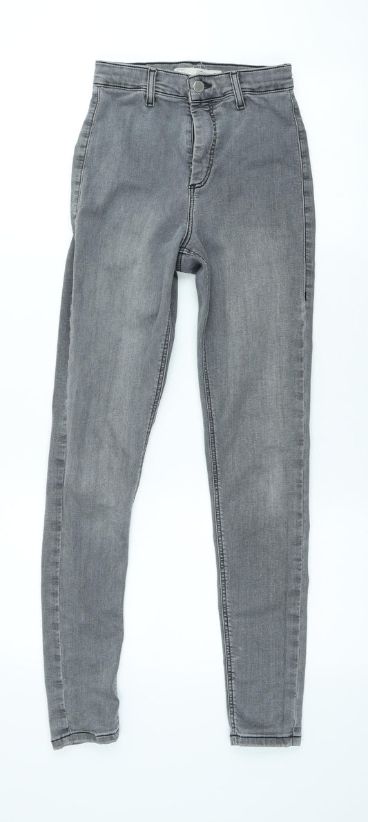 Topshop Womens Grey Cotton Skinny Jeans Size 26 in L27 in Slim Zip