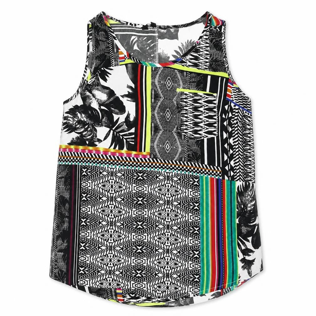 Pep&Co Womens Multicoloured Polyester Basic Blouse Size 8 Scoop Neck