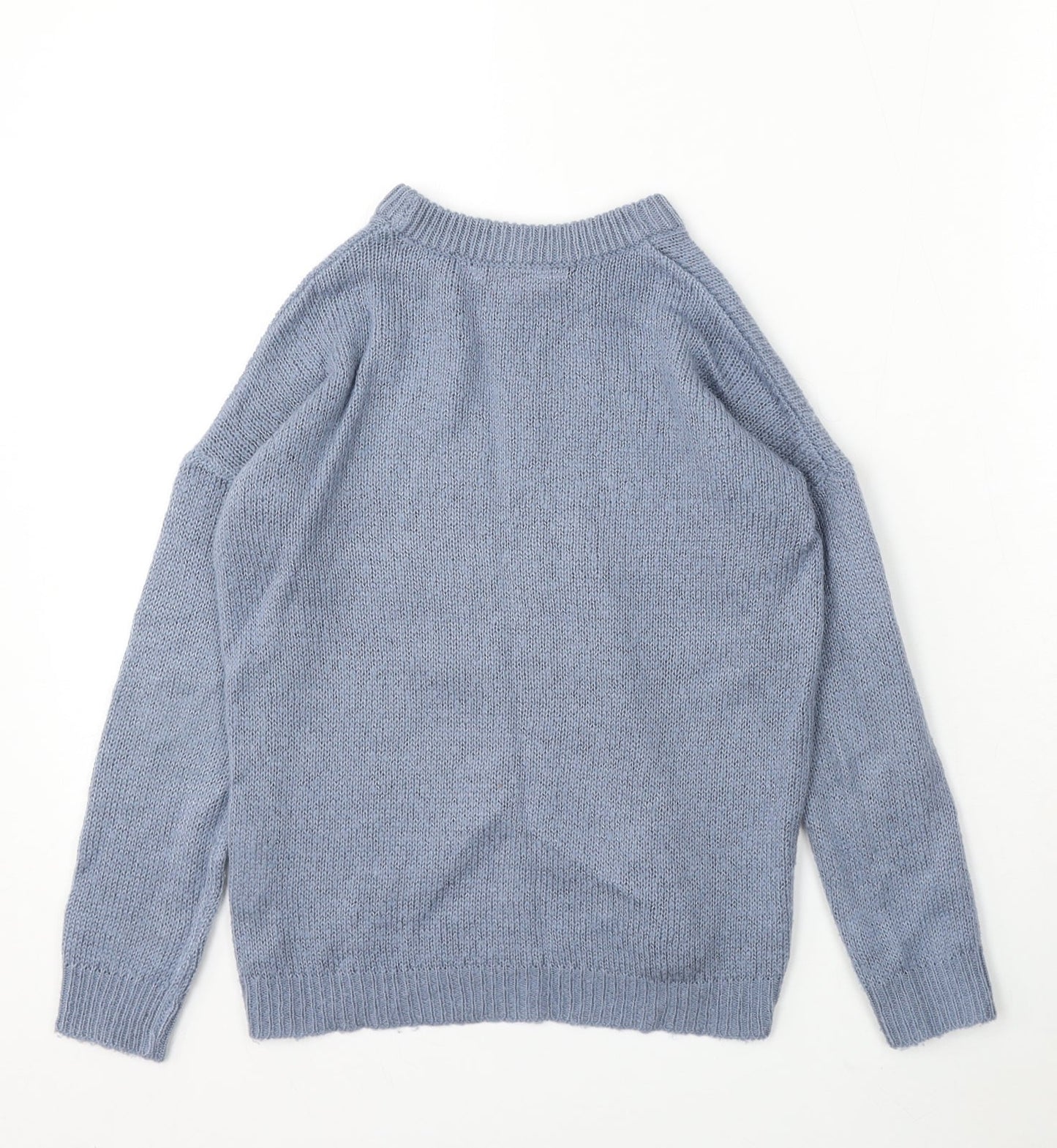 Board Angels Girls Blue Round Neck Acrylic Pullover Jumper Size 9-10 Years