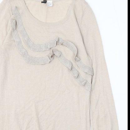 Womens UK Size 10 Divided by H&M Beige Pullover Jumper