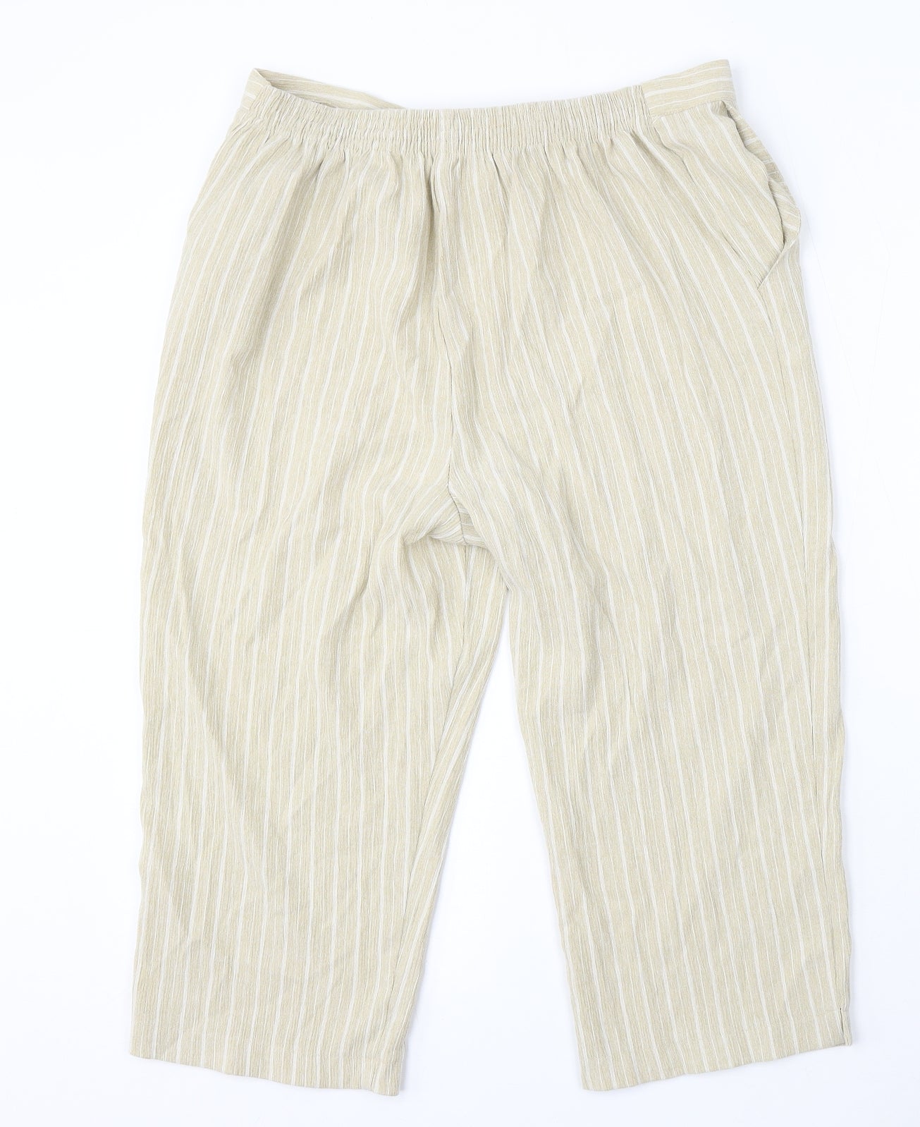 Pinns Womens Beige Striped Polyester Trousers Size 32 L20 in Regular