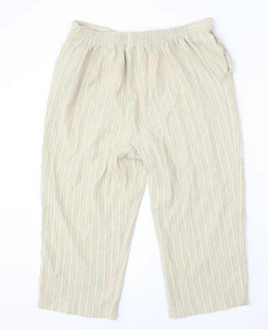 Pinns Womens Beige Striped Polyester Trousers Size 32 L20 in Regular