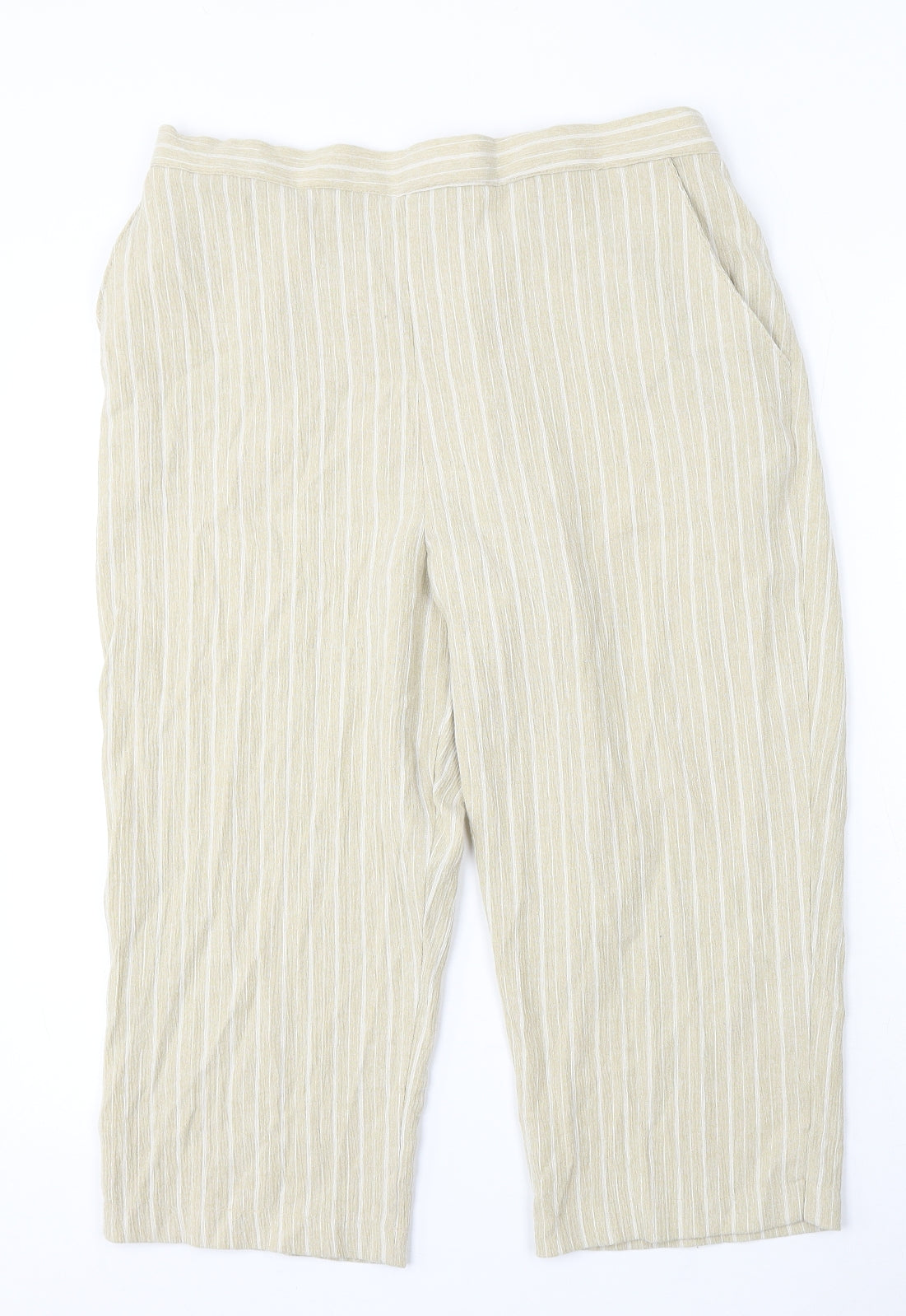 Pinns Womens Beige Striped Polyester Trousers Size 32 L20 in Regular