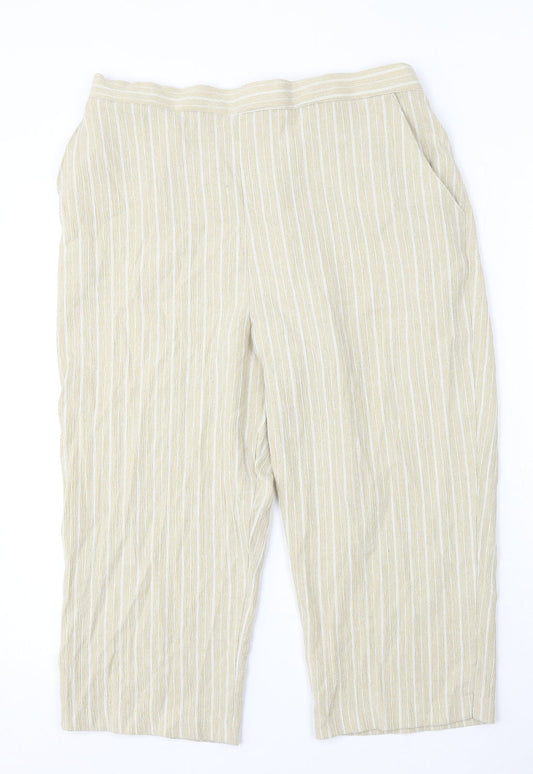 Pinns Womens Beige Striped Polyester Trousers Size 32 L20 in Regular