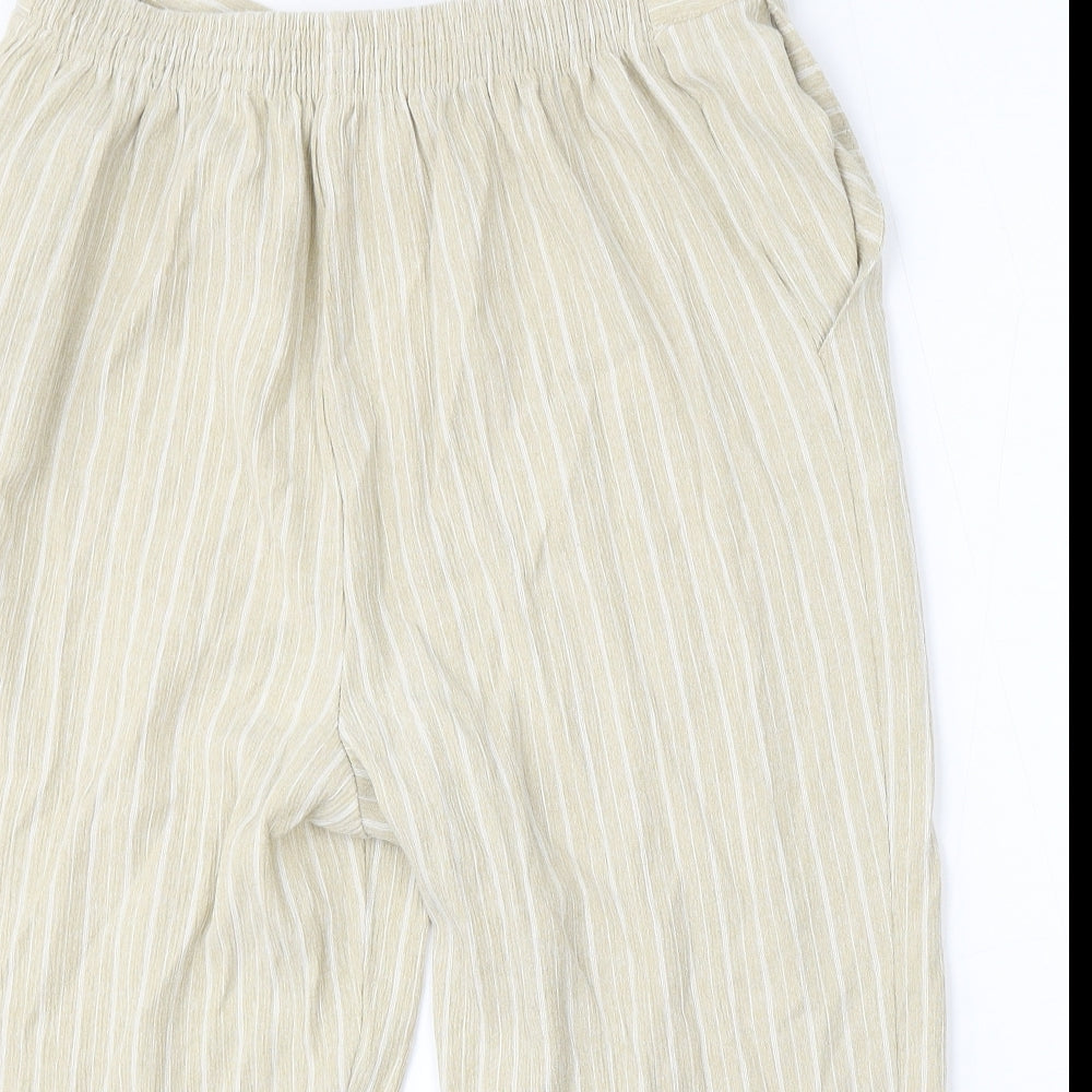 Pinns Womens Beige Striped Polyester Trousers Size 32 L20 in Regular
