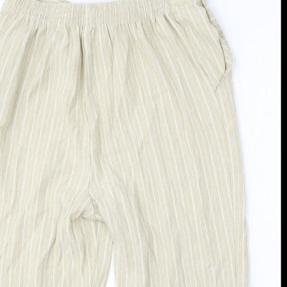 Pinns Womens Beige Striped Polyester Trousers Size 32 L20 in Regular