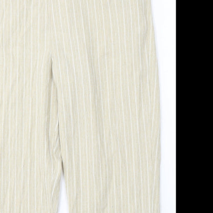 Pinns Womens Beige Striped Polyester Trousers Size 32 L20 in Regular