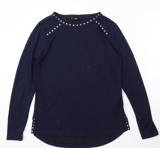 F&F Womens Blue Round Neck Polyester Pullover Jumper Size 10