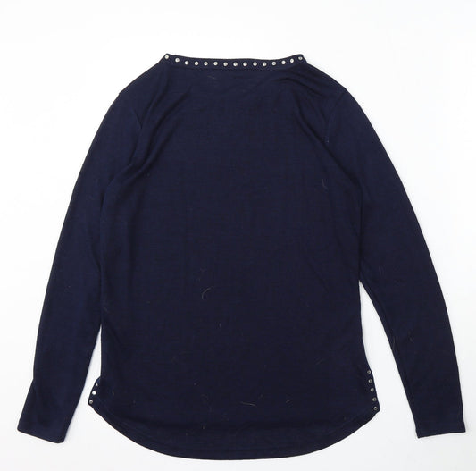 F&F Womens Blue Round Neck Polyester Pullover Jumper Size 10