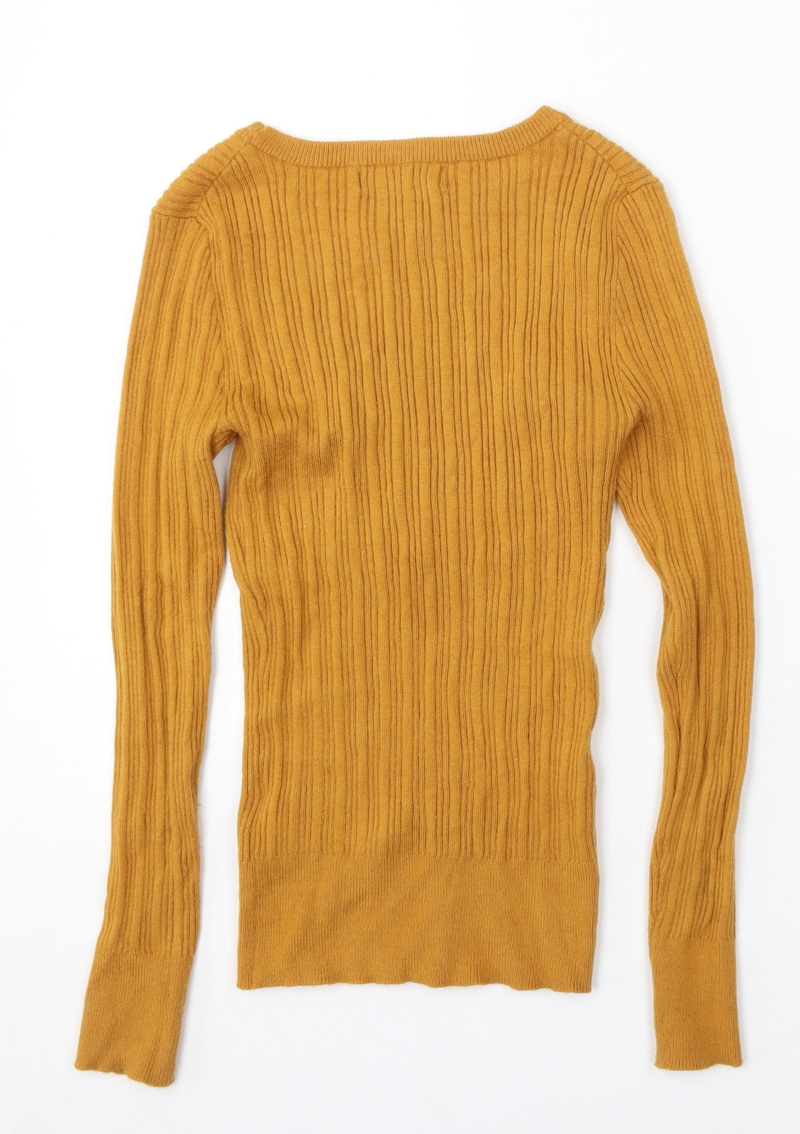 Primark Womens Yellow Round Neck Viscose Pullover Jumper Size 6