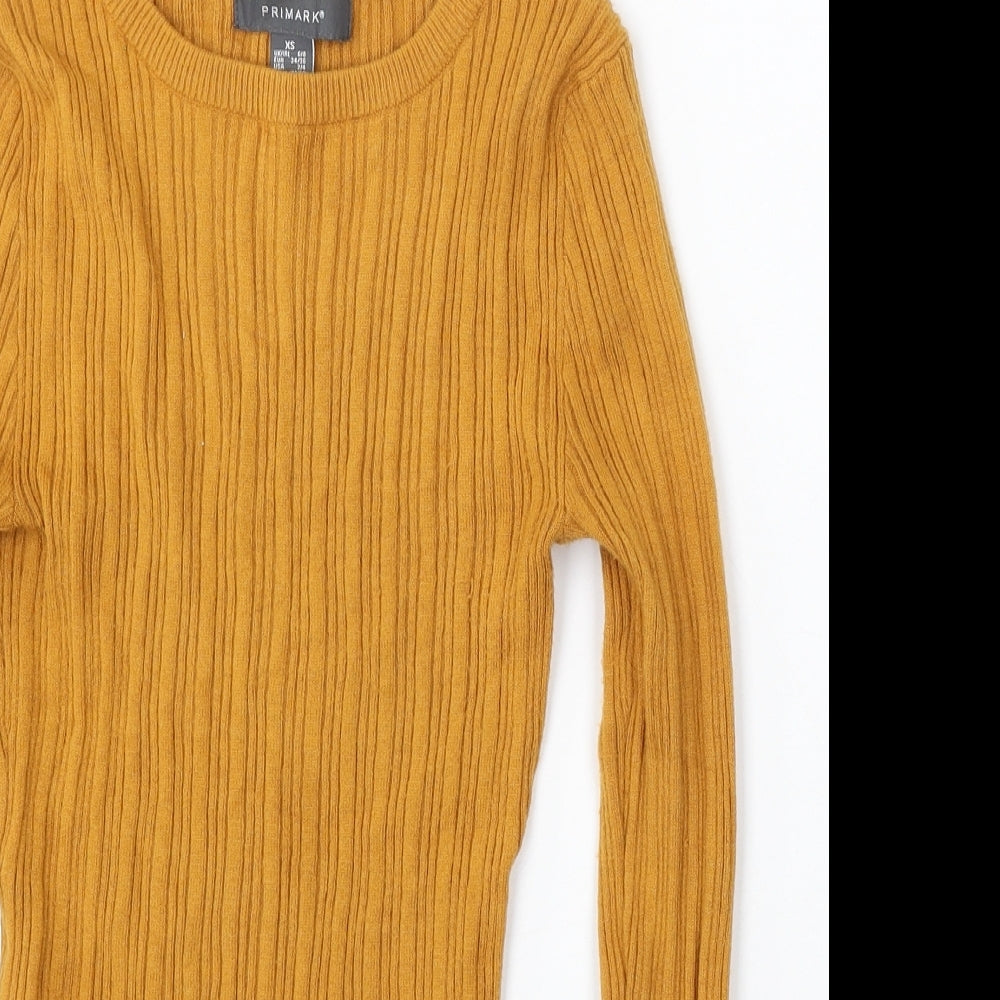 Primark Womens Yellow Round Neck Viscose Pullover Jumper Size 6