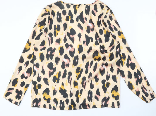 Boohoo Womens Multicoloured V-Neck Animal Print Polyester Cardigan Jumper Size S