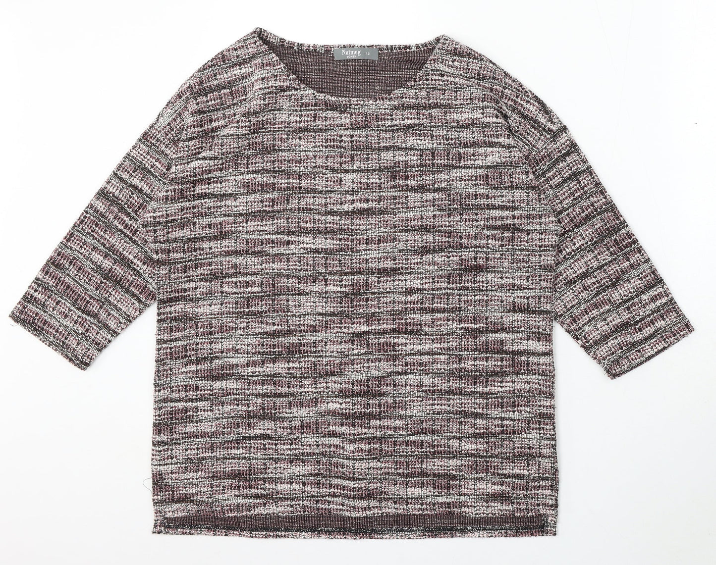 Nutmeg Womens Multicoloured Round Neck Polyester Pullover Jumper Size 12