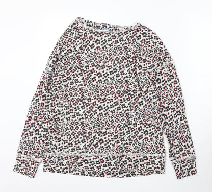 NEXT Womens White Round Neck Animal Print Cotton Pullover Jumper Size 14
