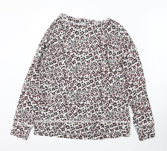 NEXT Womens White Round Neck Animal Print Cotton Pullover Jumper Size 14