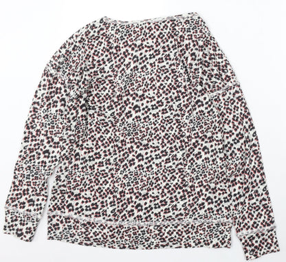 NEXT Womens White Round Neck Animal Print Cotton Pullover Jumper Size 14