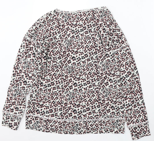 NEXT Womens White Round Neck Animal Print Cotton Pullover Jumper Size 14
