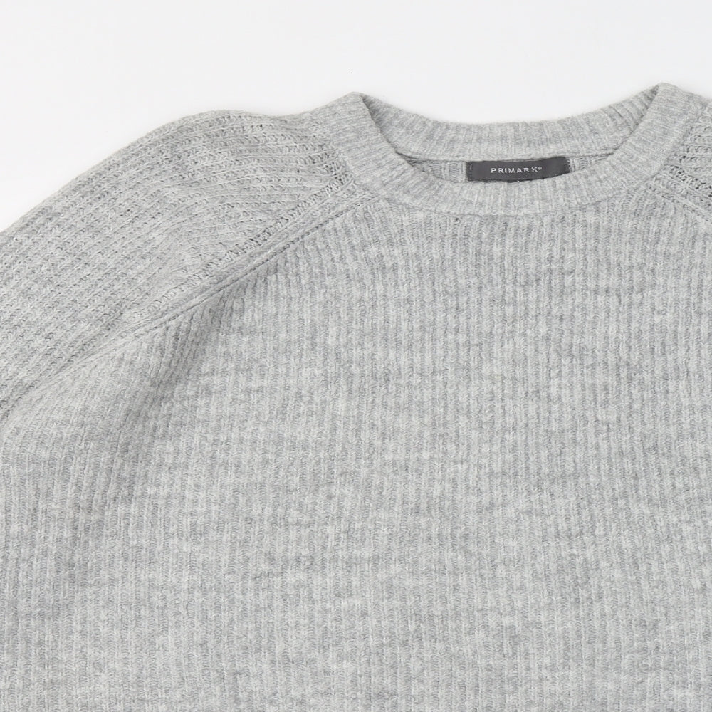 Primark Womens Grey Round Neck Acrylic Pullover Jumper Size 14