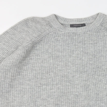 Primark Womens Grey Round Neck Acrylic Pullover Jumper Size 14