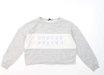 New Look Girls Grey Cotton Pullover Sweatshirt Size 14-15 Years - Boston