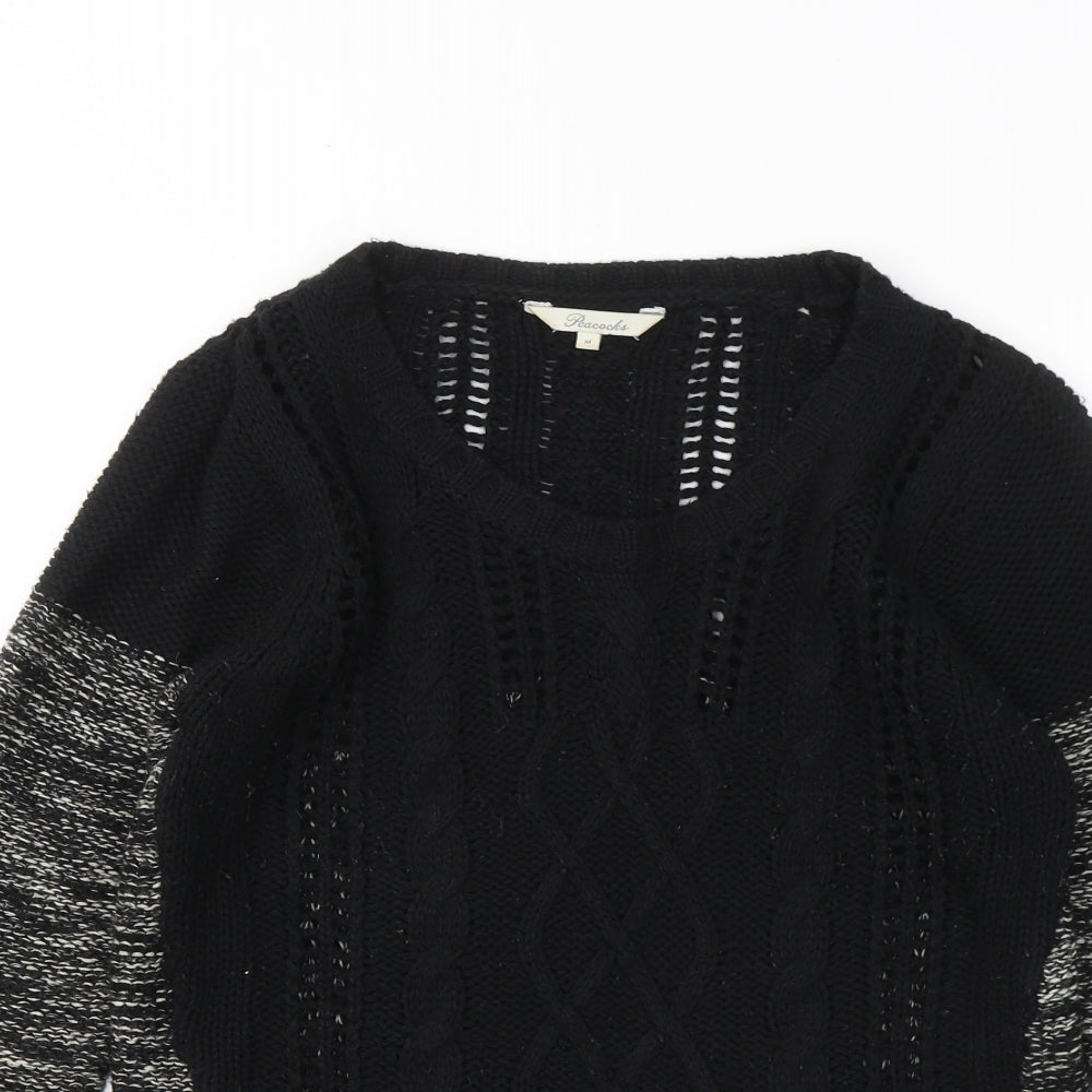 Womens UK Size M Peacocks Black Pullover Jumper