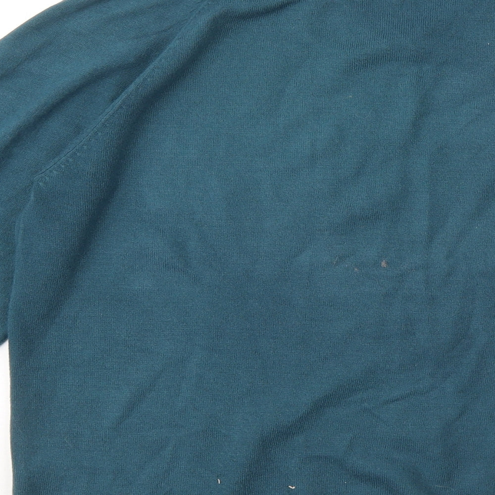 Marks and Spencer Mens Blue V-Neck Acrylic Pullover Jumper Size M